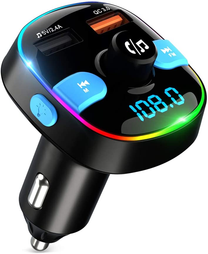 Zealife Bovon Trasmettitore Bluetooth per Auto, 7 Colori Controluce con Modalità...