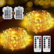 Carica l'immagine nel visualizzatore di Gallery, TOPYIYI Catena Luminosa Esterno【2 Pezzi】, 12M 120LED Stringhe Luci LED a Batteria, Luci Natale Impermeabile, Luci da Esterno e Interni per Partito, Feste, Natale, Matrimoni, Albero, Giardino, Regali