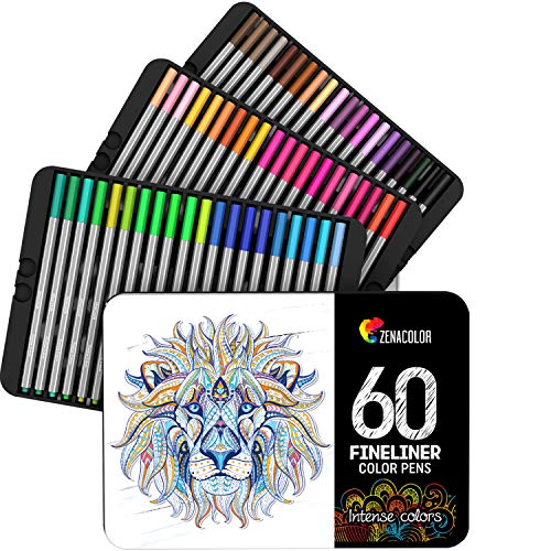 Zenacolor 60 Pennarelli a Punta Fine, Fineliners 60 Colori Unici – Penne... - Ilgrandebazar
