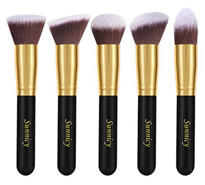 Sunnicy 10 pezzi Set premium di pennelli sintetici Kabuki per il 10 Pcs Gold