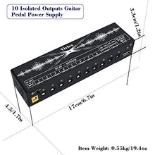 Carica l'immagine nel visualizzatore di Gallery, Alimentatore di rete a pedale, fonte di alimentazione, 10 uscite isolate per chitarra da 9 V/12 V/18 V, effetto bassi, tastiera, porta USB integrata per telefono, con alimentatore di rete DC 18 V/1 A
