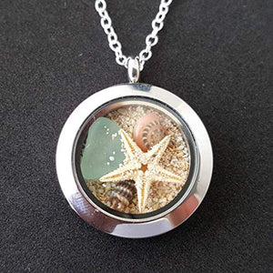 Hawaii memoria Locket in una confezione regalo, 25mm, naturale vetro mare,... - Ilgrandebazar
