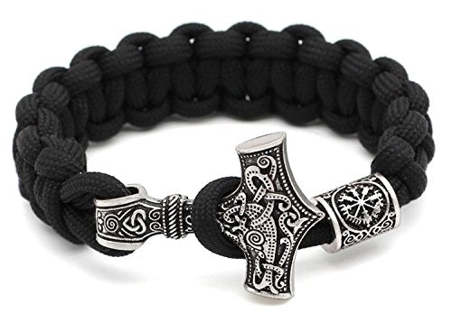 Black Paracord con martello di Thor Rune nodo amuleto Mjolnir esterna in... - Ilgrandebazar