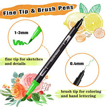 Carica l&#39;immagine nel visualizzatore di Gallery, KAZATE Brush Pen Lettering 36 Colori, Pennarelli Doppia Punta Fine e Grossa Pennello per Bambini Adulto Pennarelli Set Professionali da Colorare ad Acquerello, Bullet Journal, Mandala