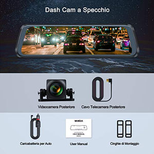 WiMiUS Dash Cam Doppia Telecamera per Auto Screen 10 Pollici Full HD 1080P...