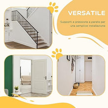 Carica l'immagine nel visualizzatore di Gallery, PawHut Cancelletto per Cani Estensibile con Porta a Chiusura Automatica, in Metallo e ABS, 75-131x76 cm, Bianco