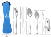 Carica l'immagine nel visualizzatore di Gallery, FYSHOP Set di Posate da Campeggio Viaggio in Acciaio Inossidabile Posate Portatili con Custodia in Neoprene Ufficio