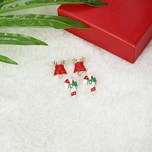 Set 4 Paia Di Orecchini Di Natale In Feltro E Metallo – Forma Di Babbo Natale, Albero, Pupazzo Di Neve – Regalo Donna E Bambina