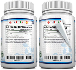 Vitamina K2 MK 7 | 365 Compresse Vegetariane e Vegane | Scorta Per 1 Anno di...