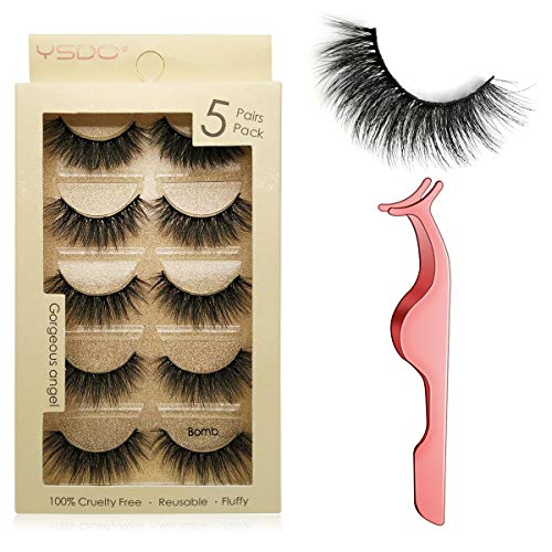 5 paia di ciglia finte riutilizzabili 3D in visone, fatte a mano, naturali,...