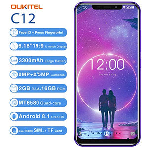 OUKITEL C12 Smartphone, 6.18" 3G Telefono Cellulari Sbloccato, 19:9 Viola - Ilgrandebazar