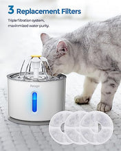 Carica l&#39;immagine nel visualizzatore di Gallery, Petiigo Fontanella per Gatti 2.4L, Silenziosa Fontana per gatti con Acciaio Inox Piatto Superiore, 3 Modes Automatico Dispenser Acqua Gatti Luce Notturna e 3 Filtri di Carbonio Attivati
