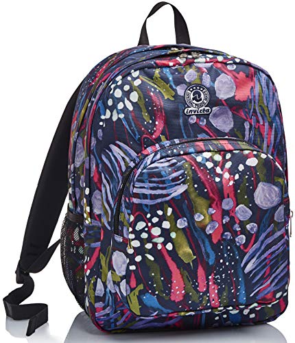Zaino Strong Invicta , Abstract Jungle, Blu, Doppio Scomparto, Scuola & Tempo Libero