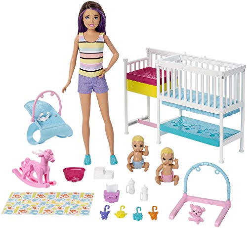 Barbie Playset Skipper Nurserie, Bambola con Bambolotti, Lettino, Fasciatoio... - Ilgrandebazar