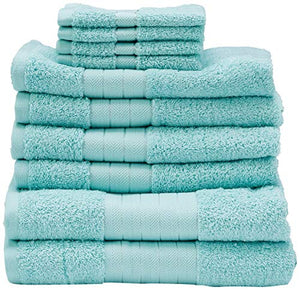 Dreamscene – Set Regalo di lusso morbido asciugamani, cotone, aqua, 10 pezzi - Ilgrandebazar