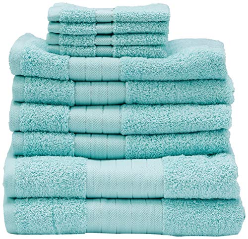 Dreamscene – Set Regalo di lusso morbido asciugamani, cotone, aqua, 10 pezzi - Ilgrandebazar