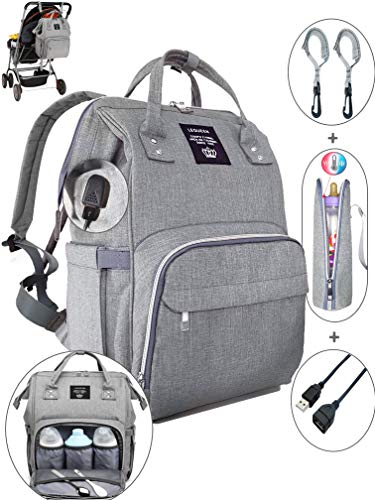 Zaino mamma,Zaino multifunzione,Zaino passeggino,2 grigio - Ilgrandebazar