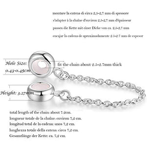 GW autentico 925 argento Sterling catena di sicurezza con due tappi perline... - Ilgrandebazar