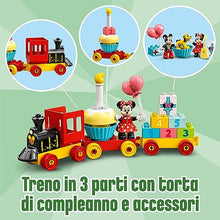 Carica l&#39;immagine nel visualizzatore di Gallery, LEGO 10941 DUPLO Disney Il Treno del Compleanno di Topolino e Minnie, Giocattolo con Personaggi, Giochi Educativi per Bambini e Bambine da 2 Anni in su, Idea Regalo con Torta e Palloncini