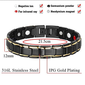 Magnetico bracciale per uomo, oro nero titanio acciaio terapia magnetica... - Ilgrandebazar