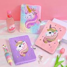 Carica l&#39;immagine nel visualizzatore di Gallery, Cooyou Diario Segreto Bambina con Lucchetto, Set di Taccuino in Peluche Unicorno Include Un A5 Unicorno Diario Segreto per Bambina, Regalo per Bambina di 5 6 7 8 9 10 11 12 Anni, Colorato