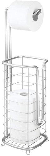 mDesign Porta Carta igienica da Terra – Pratico portarotolo Carta igienica Resistente alla ruggine – Elegante piantana Bagno per 4 Rotoli di Carta igienica – Argento