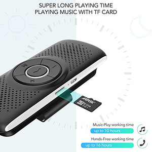 AGPTEK Vivavoce Auto Bluetooth 5.0 con Siri Assistente Comandi Vocali di Google Altoparlante Kit e Scheda TF Supporto per Aletta Parasole Connessione Automatica, Nero