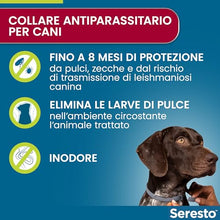 Carica l&#39;immagine nel visualizzatore di Gallery, Elanco Seresto Collare antiparassitario, Per cani oltre 8 kg, Elimina pulci, zecche, pidocchi e protegge dal rischio di trasmissione, Della leishmaniosi fino a 8 mesi, 1 pezzo
