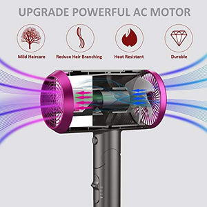 Phone Per Capelli Professionale,1800w Asciugacapelli Ioni Professionali, Phon Con Diffusore con Diffusore, 2 Pettini, 3 Impostazioni di Temperatura, Pulsante di Raffreddamento