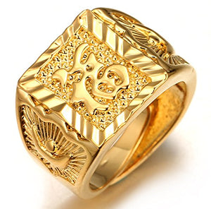 Halukakah ● Oro Tutto Bene ● Uomo Maschile Anello in 18K 18 Carati 18 Fortuna - Ilgrandebazar
