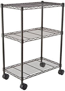AmazonBasics - Scaffalatura a 3 ripiani, su rotelle, Nero - Ilgrandebazar