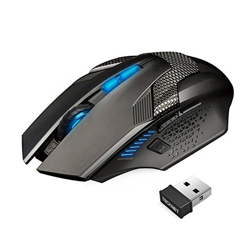 TECKNET Mouse da Gioco Wireless, Raptor 2.4G Gaming, per Nero