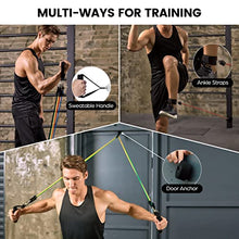 Carica l&#39;immagine nel visualizzatore di Gallery, Set Elastici Fitness con 5 Fasce di Resistenza, Bande Elastiche, Maniglie, Cinghie per Caviglia, Ancoraggio da Porta, Kit Allenamento per Fitness Yoga Pilates, Color