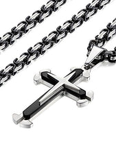 Carica l&#39;immagine nel visualizzatore di Gallery, sailimue Collana in Acciaio Inox Croce Catena Bizantino Gli Uomini...