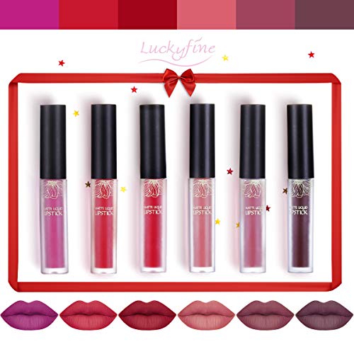 Luckyfine 6 pezzi rossetto liquido opaco di lunga durata impermeabile kit... - Ilgrandebazar
