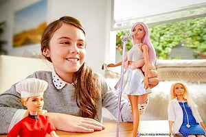Barbie Carriere Pop Star con Microfono, Bambola Capelli Rosa e Abiti Argento, Giocattolo per bambini 3+ Anni, FXN98