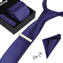 Carica l&#39;immagine nel visualizzatore di Gallery, Rovtop Cravatta Uomo, 4 Stili, con 1 Fazzoletto, 2 Piccoli Quadrati Blu - Ilgrandebazar