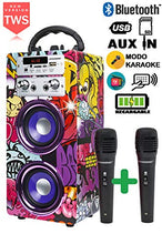 Carica l&#39;immagine nel visualizzatore di Gallery, DYNASONIC 025 -Cassa Bluetooth Altoparlante Karaoke 10W | 2 Microfoni