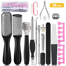 Carica l'immagine nel visualizzatore di Gallery, AGPTEK Kit Pedicure Professionale da 18 Pezzi Lime in Acciaio Inossidabile...