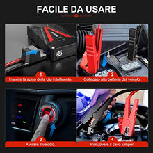 Carica l'immagine nel visualizzatore di Gallery, BuTure Booster Avviamento Auto 2000A 18600mAh, Avviatore Emergenza per Auto/Moto (Motori Fino a 7,0L Benzina/6,0L Diesel), Avviatore Batteria Auto con Torcia LED, Porta USB da per Smartphone