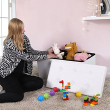Carica l'immagine nel visualizzatore di Gallery, SONGMICS Cassapanca con Contenitore di 80 Litri, Pouf Poggiapiedi, Bianco - Ilgrandebazar