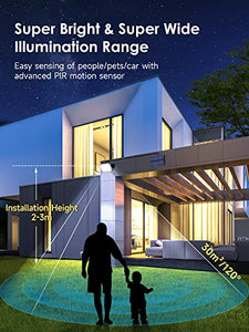 One Fire Faretti Solari a LED da Esterno,190LED 3 Modalità Luce Solare LED Esterno con Sensore di Movimento, IP65 Faretto LED da Esterno Solare, Telecomando Lampada Solare da Esterno Garage Giardino