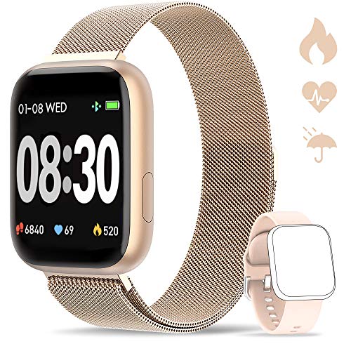 WWDOLL Smartwatch, Orologio Fitness Tracker Impermeabile da 1,4 Pollici Oro