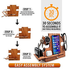 Carica l'immagine nel visualizzatore di Gallery, Docking Station in Legno Multifunzione: Organizer da Scrivania e Svuotatasche Design Moderno per Casa e Ufficio - Regalo Compleanno Uomo, Regalo Natale (Marrone (noce))