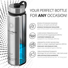 Carica l'immagine nel visualizzatore di Gallery, Bottiglia Acqua Termica Inox Active Flask + 680ml, Acciaio classico | 680ml