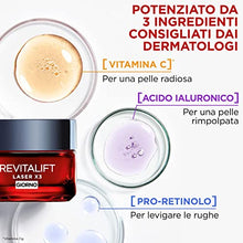 Carica l'immagine nel visualizzatore di Gallery, L'Oréal Paris Crema Viso Giorno Revitalift Laser X3, Azione Antirughe e Anti-Età, Per Pelle più Soda e Tonica, Con Acido Ialuronico, Vitamina C e Pro-Retinolo, 50 ml