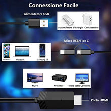 Carica l'immagine nel visualizzatore di Gallery, Weton Cavo MHL con Micro USB e Type C, 2 in 1 Adattatore a HDMI 1080P 2M con...