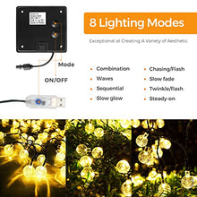 Carica l'immagine nel visualizzatore di Gallery, 50 LED Catena Luminosa Solare, 【Alimentazione Solare e USB】8 Modalità &amp; 8M Luci Solari Esterno, Impermeabile IP65 Lampada Solare per Giardino, Terrazzo, Matrimonio, Festa