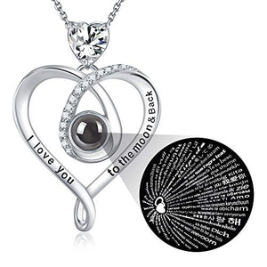 GinoMay, collana con ciondolo a forma di"I Love You", Collana Con Diamanti - Ilgrandebazar