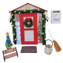Carica l&#39;immagine nel visualizzatore di Gallery, Porta Elfo Natale Kit Apribile, Porticina Elfo Natale Legno, Miniature Natalizie Fai Da Te Casa, Gnomi Porta Delle Accessori, Decorazioni Casa Natale Albero Legno Finestra Pupazzo Zerbino Lanterna (B)
